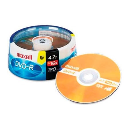 Maxell Maxell 638006 DVD-R Discs, 4.7GB, 16x, Spindle, Gold, 15/Pack 638006